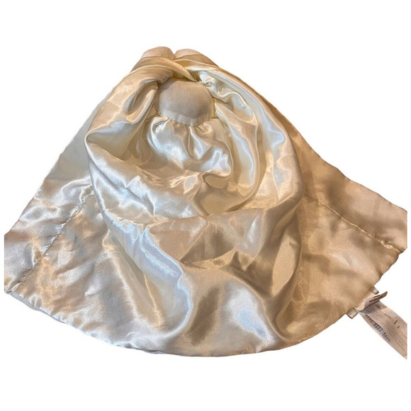 ElegantBaby ANGEL BEAR Cream Minky Dot & Satin Plush Lovey Security Blanket toy - Picture 4 of 4